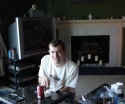 That's me, busily working at a tangram puzzle at a friend's house.